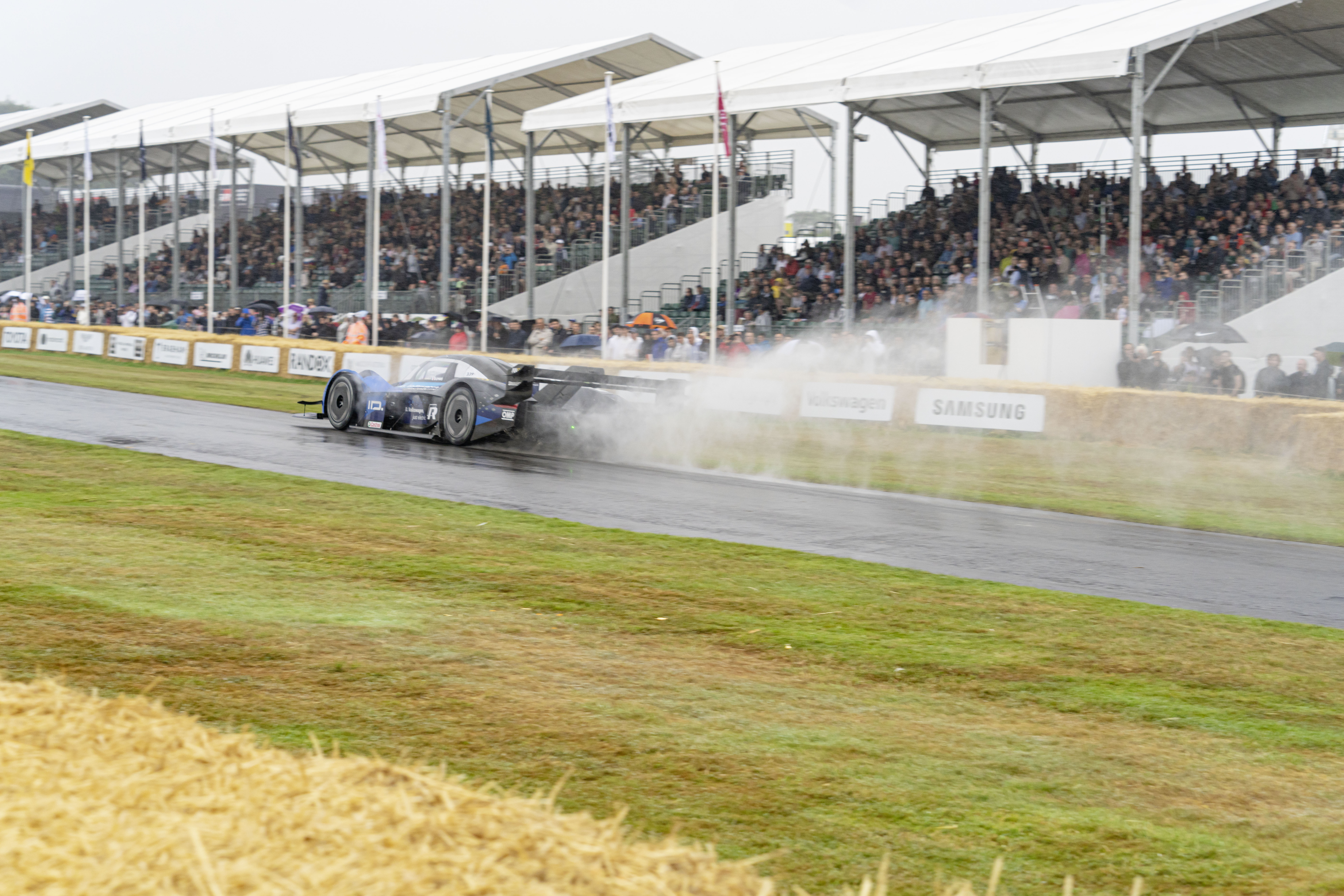 Volkswagen ID.R powers in the wet at Goodwood Festival of Speed